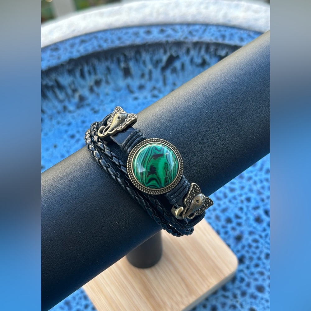 Handcrafted Handmade Black Bracelet with Stone